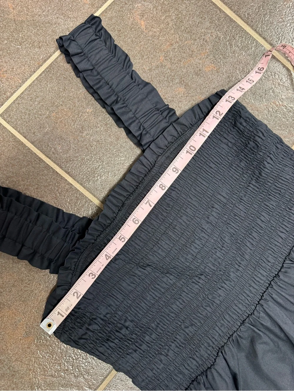 Abercrombie & Fitch Sleeveless Smocked Tiered Maxi Dress Long Black Large Petite
